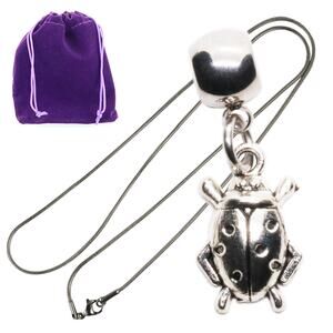 Silver Ladybug Pendant Necklace, Lady Bug Charm on Delicate Chain in Gift Pouch